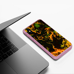 Чехол iPhone XS Max матовый Жёлтое огненное пламя инферно - inferno yellow, цвет: 3D-розовый — фото 2