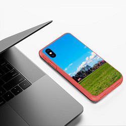 Чехол iPhone XS Max матовый Пригородный пейзаж, цвет: 3D-красный — фото 2