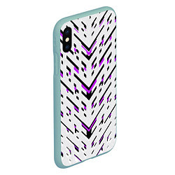 Чехол iPhone XS Max матовый Black and purple stripes on a white background, цвет: 3D-мятный — фото 2