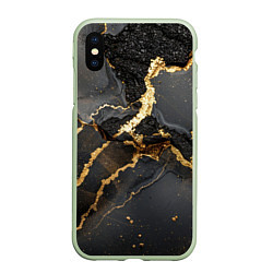 Чехол iPhone XS Max матовый Золото и черный агат