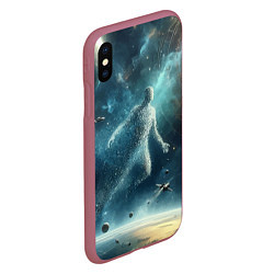 Чехол iPhone XS Max матовый Человек и космос - нейросеть, цвет: 3D-малиновый — фото 2