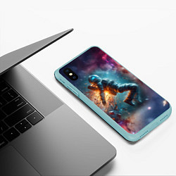 Чехол iPhone XS Max матовый Космонавт в открытом космосе - нейросеть, цвет: 3D-мятный — фото 2