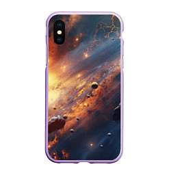 Чехол iPhone XS Max матовый Вселенная и планеты, цвет: 3D-сиреневый