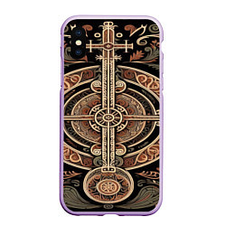 Чехол iPhone XS Max матовый Символика славянской мифологии, цвет: 3D-сиреневый