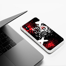 Чехол iPhone XS Max матовый ММА на фоне брызг красок, цвет: 3D-белый — фото 2