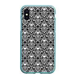 Чехол iPhone XS Max матовый Skull patterns, цвет: 3D-мятный