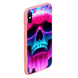 Чехол iPhone XS Max матовый Pixel skull blast brain - cyber city ai art, цвет: 3D-баблгам — фото 2