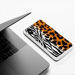 Чехол iPhone XS Max матовый Леопардовые пятна с полосками зебры, цвет: 3D-белый — фото 2