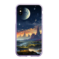 Чехол iPhone XS Max матовый Космический фантазийный мир на другой планете