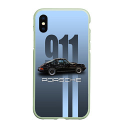 Чехол iPhone XS Max матовый Винтажный автомобиль Porsche, цвет: 3D-салатовый