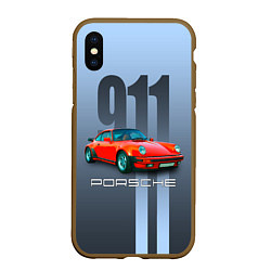 Чехол iPhone XS Max матовый Винтажный автомобиль Porsche 911 Carrera, цвет: 3D-коричневый