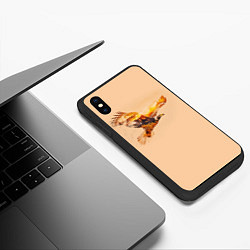 Чехол iPhone XS Max матовый Летящий орел и пейзаж на закате, цвет: 3D-черный — фото 2