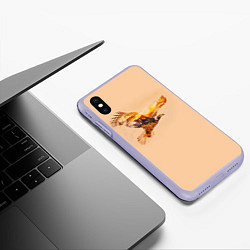 Чехол iPhone XS Max матовый Летящий орел и пейзаж на закате, цвет: 3D-светло-сиреневый — фото 2