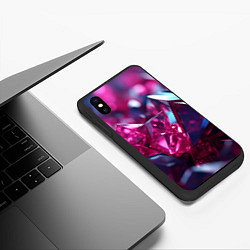 Чехол iPhone XS Max матовый Яркие розовые хрусталики, цвет: 3D-черный — фото 2