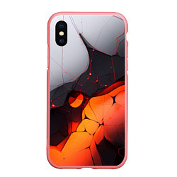 Чехол iPhone XS Max матовый Объемная плита с красной лавой иллюстрация, цвет: 3D-баблгам