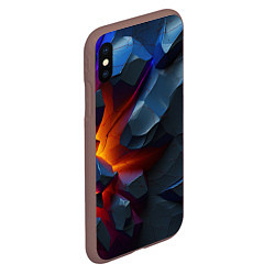 Чехол iPhone XS Max матовый Объемные камни в разломе, цвет: 3D-коричневый — фото 2