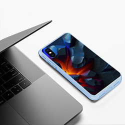 Чехол iPhone XS Max матовый Объемные камни в разломе, цвет: 3D-голубой — фото 2