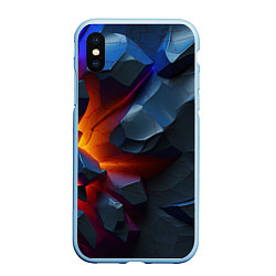 Чехол iPhone XS Max матовый Объемные камни в разломе, цвет: 3D-голубой