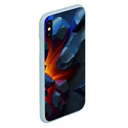 Чехол iPhone XS Max матовый Объемные камни в разломе, цвет: 3D-голубой — фото 2