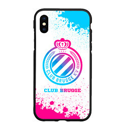 Чехол iPhone XS Max матовый Club Brugge neon gradient style, цвет: 3D-черный