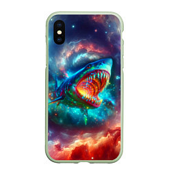 Чехол iPhone XS Max матовый Пасть космической акулы - нейросеть, цвет: 3D-салатовый