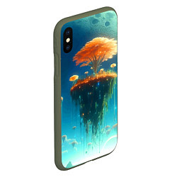 Чехол iPhone XS Max матовый Сказочное космическое дерево - нейросеть, цвет: 3D-темно-зеленый — фото 2