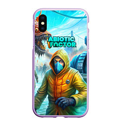 Чехол iPhone XS Max матовый Abiotic Factor world game, цвет: 3D-сиреневый