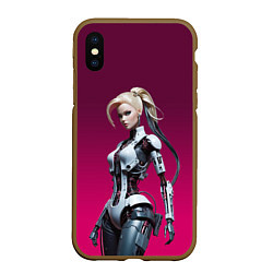 Чехол iPhone XS Max матовый Beauty cyber Barbie - ai art fantasy, цвет: 3D-коричневый