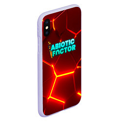 Чехол iPhone XS Max матовый Abiotic Factor логотип на красном неоновом фоне, цвет: 3D-светло-сиреневый — фото 2