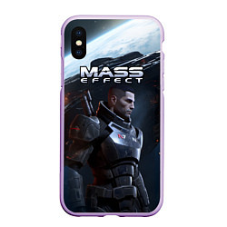 Чехол iPhone XS Max матовый Mass Effect game, цвет: 3D-сиреневый