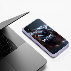 Чехол iPhone XS Max матовый Mass Effect game space, цвет: 3D-светло-сиреневый — фото 2