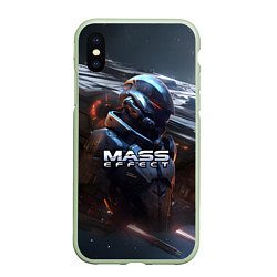 Чехол iPhone XS Max матовый Mass Effect game space, цвет: 3D-салатовый