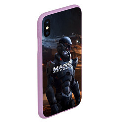 Чехол iPhone XS Max матовый Mass Effect game space, цвет: 3D-сиреневый — фото 2