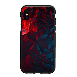 Чехол iPhone XS Max матовый Темная абстракция с разломом красных плит, цвет: 3D-черный