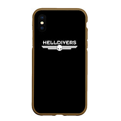 Чехол iPhone XS Max матовый Helldivers Logo, цвет: 3D-коричневый