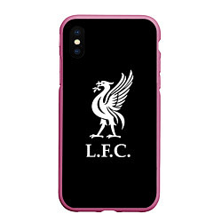 Чехол iPhone XS Max матовый Liverpool fc club, цвет: 3D-малиновый