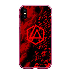 Чехол iPhone XS Max матовый Linkin park red logo, цвет: 3D-малиновый