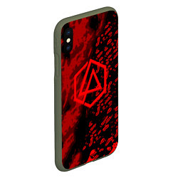 Чехол iPhone XS Max матовый Linkin park red logo, цвет: 3D-темно-зеленый — фото 2