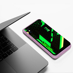 Чехол iPhone XS Max матовый Minecraft creeper game pattern, цвет: 3D-сиреневый — фото 2