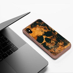 Чехол iPhone XS Max матовый Гранжевые черепа, цвет: 3D-коричневый — фото 2