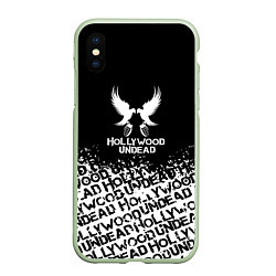 Чехол iPhone XS Max матовый Hollywood Undead rock, цвет: 3D-салатовый