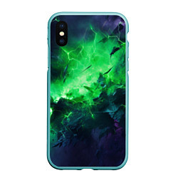 Чехол iPhone XS Max матовый Круглый зеленый мистический фон