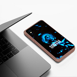 Чехол iPhone XS Max матовый Nirvana рок бенд краски, цвет: 3D-коричневый — фото 2