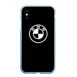 Чехол iPhone XS Max матовый BMW белое лого, цвет: 3D-голубой