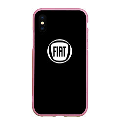 Чехол iPhone XS Max матовый FIAT logo white, цвет: 3D-розовый