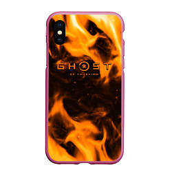 Чехол iPhone XS Max матовый Ghost of Tsushima шторм оранж, цвет: 3D-малиновый