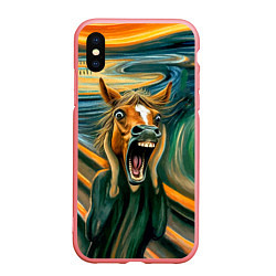 Чехол iPhone XS Max матовый Лошадь кричит на картине Эдварда Мунка