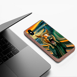 Чехол iPhone XS Max матовый Лошадь кричит на картине Эдварда Мунка, цвет: 3D-коричневый — фото 2