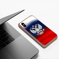 Чехол iPhone XS Max матовый Россия герб краски, цвет: 3D-коричневый — фото 2