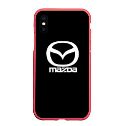 Чехол iPhone XS Max матовый Mazda logo white, цвет: 3D-красный